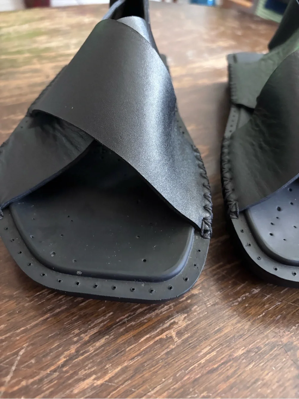 Y-3 Men's Black Leather Crisscross Sling Sandals